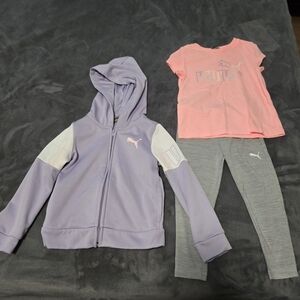 Puma Toddler Lavender Hoodie and Coral Tee Set - 3T